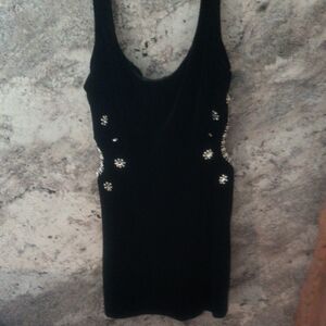 Zara Black Backless Dress with Silver Accents